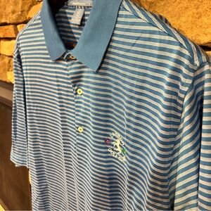 Fairway and greene Blue Striped Men's‎ performance golf polo Shirt